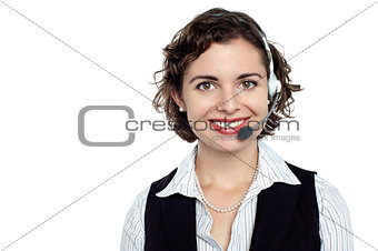 Cheerful customer care executive