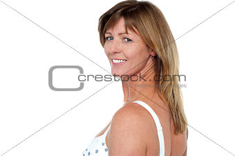 Glamorous blonde woman in lingerie