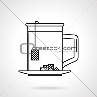 Tea mug black line vector icon