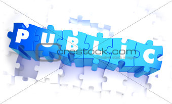 Public - Word in Blue Color on Volume  Puzzle.