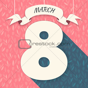 March 8 card with floral pattern