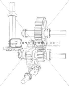 Gears with bearings and shafts