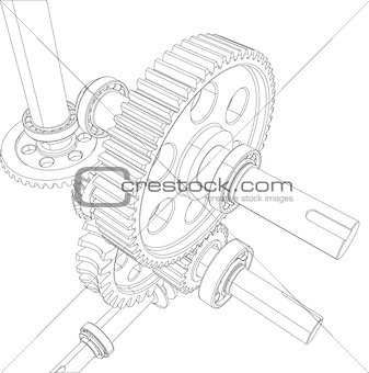 Wire-frame reducer consisting of gears, bearings and shafts