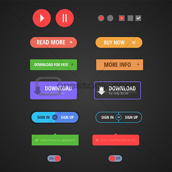Set of colored web buttons