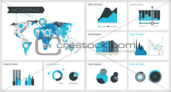 Infographics template with polygonal world map