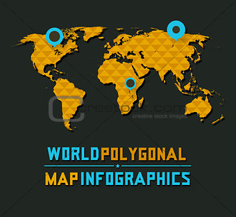 Retro polygonal world map