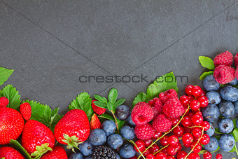 border of fresh berries
