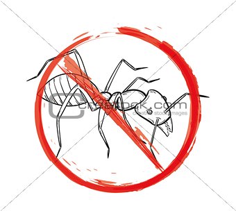 danger sign with sketch of the ant