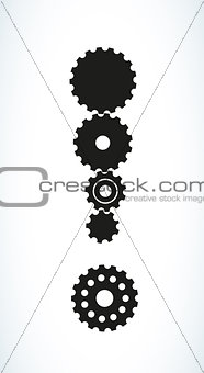 exclamation mark created from cog wheels