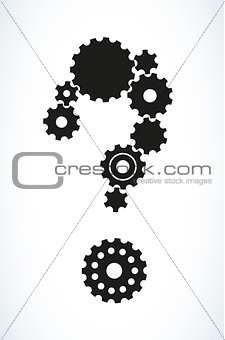 question mark created from cog wheels