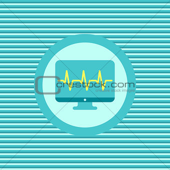 Monitor cardiogram color flat icon