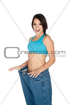 Woman showing weight loss