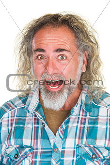 Laughing Man with Long Hair