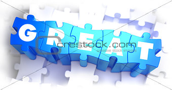 Great - White Word on Blue Puzzles.