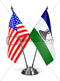 USA and Lesotho - Miniature Flags.