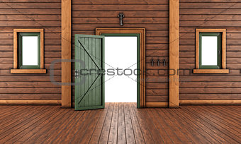 Empty  entrance room of a wooden house