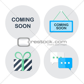 Coming soon shopping icons set