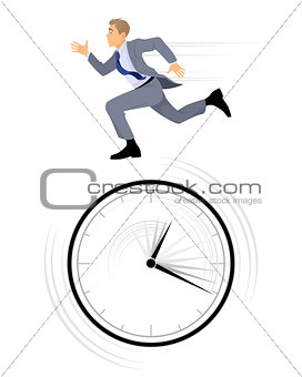 Businessman rushing on white