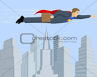 Superbusinessman above the city