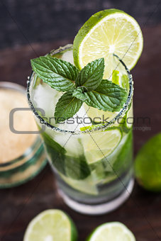 Mojito Drink on Wooden Table