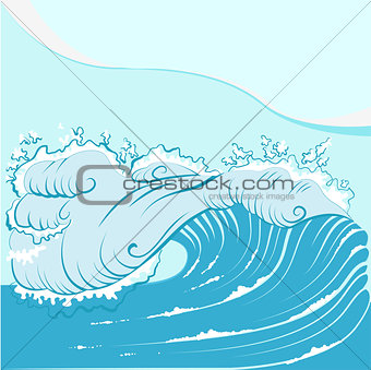 Blue foamy sea wave
