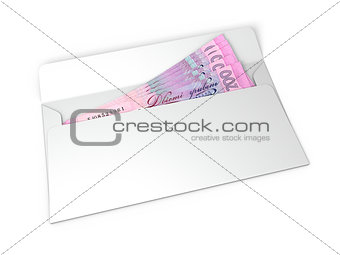 White envelope with money