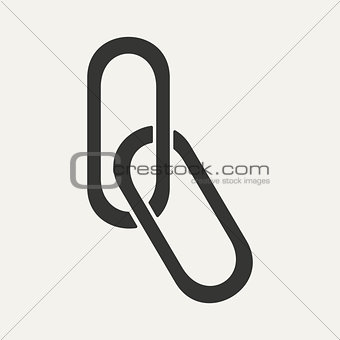 Flat in black and white mobile application paper clip