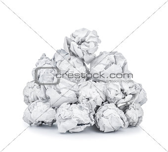 bunch of white crumpled paper on an isolated background