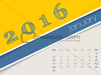 Simplistic january 2016 calendar design