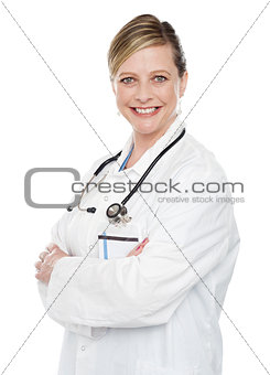 Female medical specialist posing with crossed arms