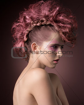 glamour girl with punk hairdo