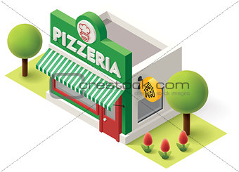 Vector isometric pizzeria