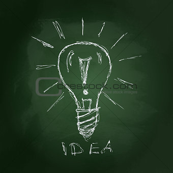 Hand drawn chalk style illustration of light bulb