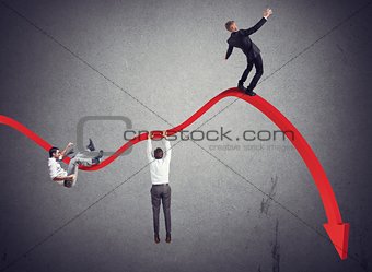 Businessmen falling down