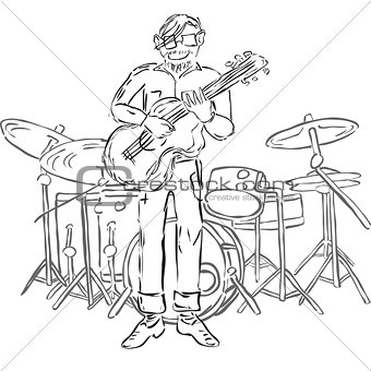 Illustration of hipster playing guitar