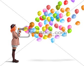 Clown screams balloons