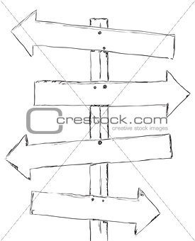 Drawing wooden signpost