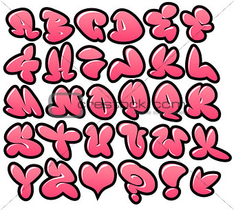 graffiti bubble vector fonts with gloss and outline variation