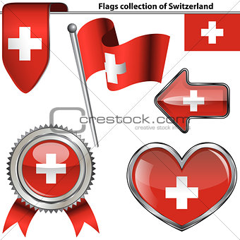 Glossy icons with flag of Switzerland