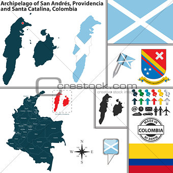 Map of San Andres and Providencia, Colombia