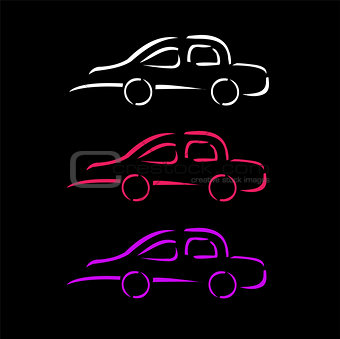 Car with abstract lines logo design concept