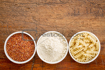 quinoa grain, flour and pasta