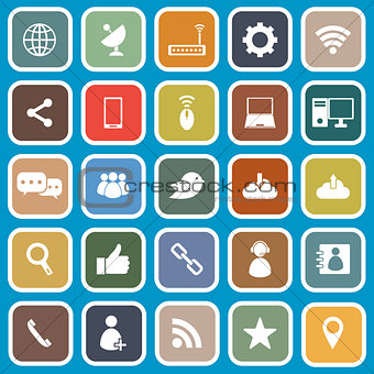 Network flat icons on blue background