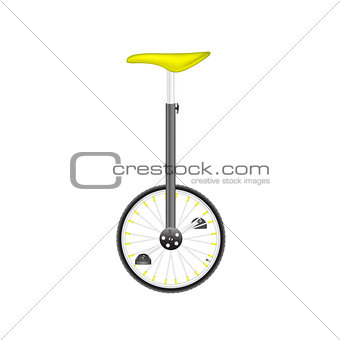 Circus bike in black and silver design with yellow seat