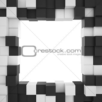 Background of white and black cubes