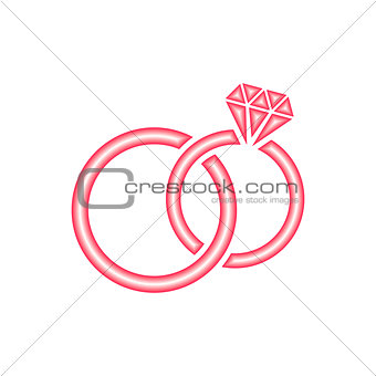 Red vector stylized wedding rings