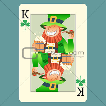 Playing card king green leprechaun St. Patrick day