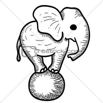 Cute Cartoon Elephant Standing on a Ball