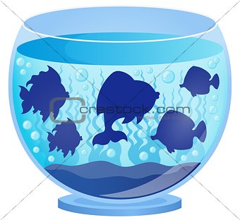 Aquarium with fish silhouettes 2