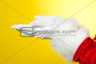 Close up of open palms of Santa Claus